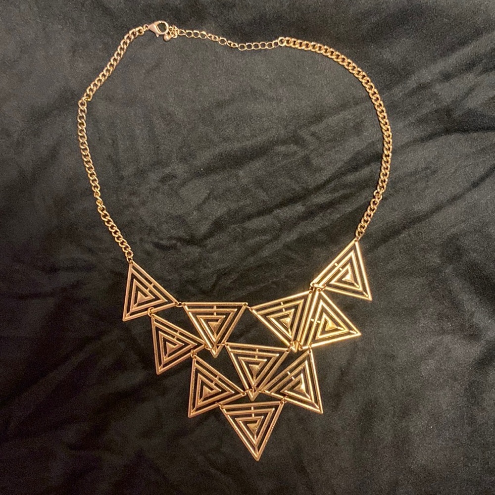 Gold, shiny triangle statement necklace